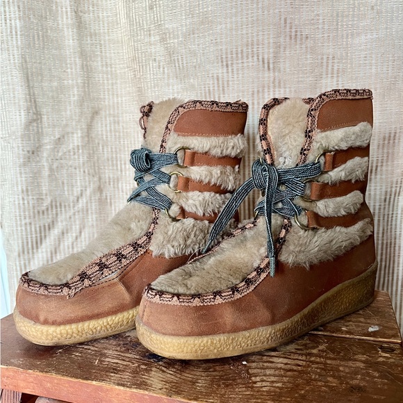 Snowland Winter Fur Ski Booties/Boots Size 7 - Picture 1 of 8